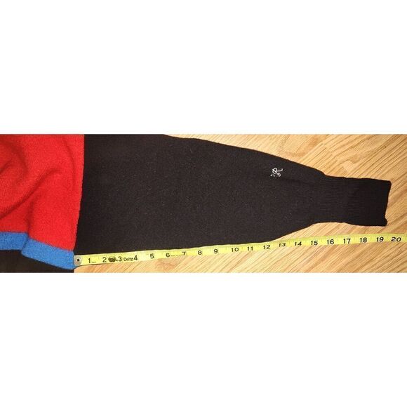 Vintage Wool Sweater J McInerney Ltd Scotland Gray Blue Red Black Color Block Sz - Picture 7 of 8